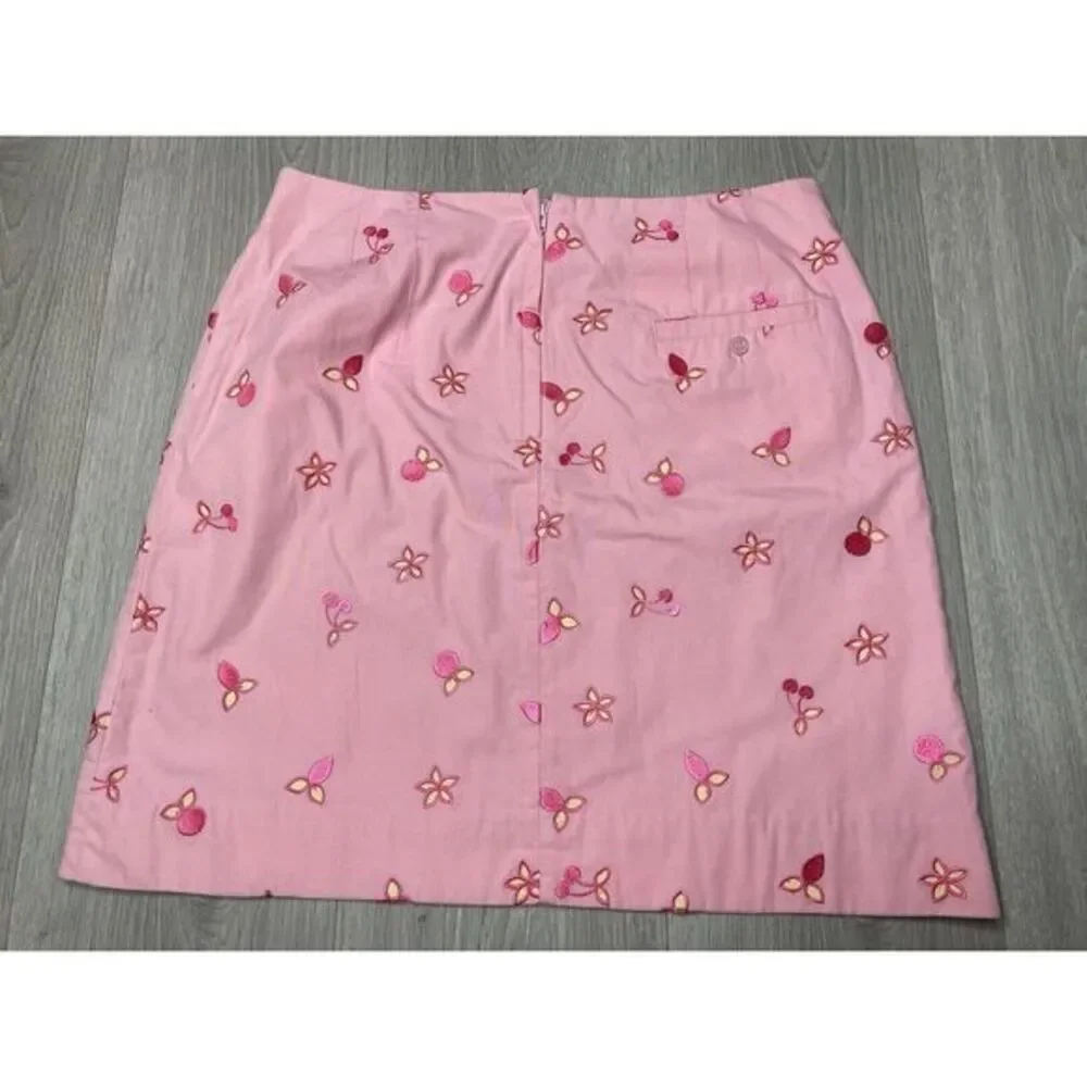 Vintage Lilly Pulitzer Skirt Womens 6 Pink Cherry Floral Embroidered‎ Pencil - Picture 2 of 8